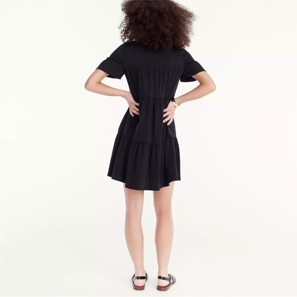 J Crew Black Broken-In Jersey Tiered Ruffle Short Sleeve Mini Dress Size 2X - Picture 2 of 10